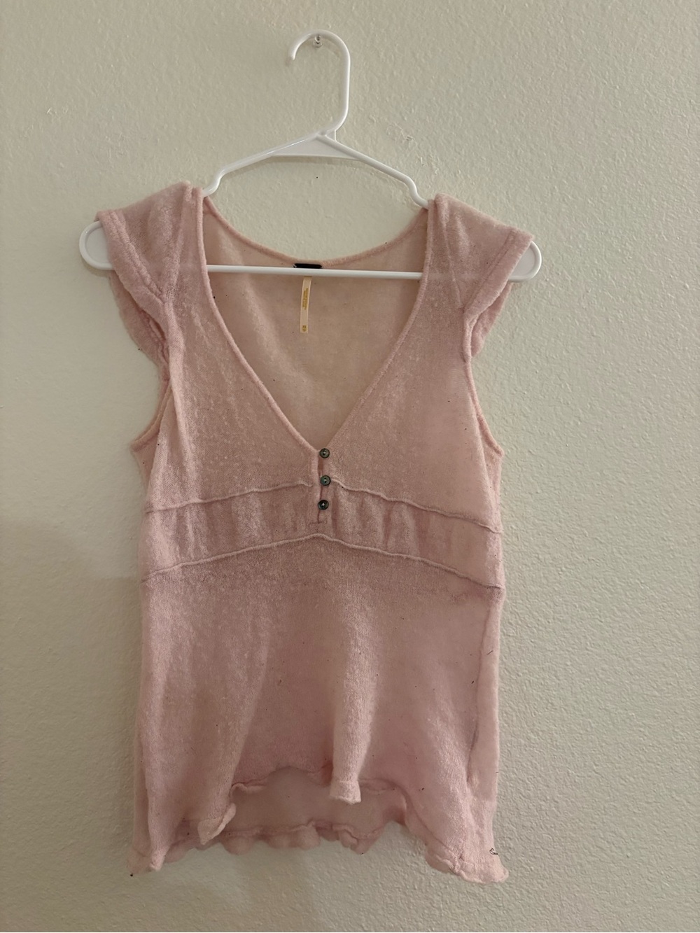 Free People Pale Pink Sleeveless Knit Top